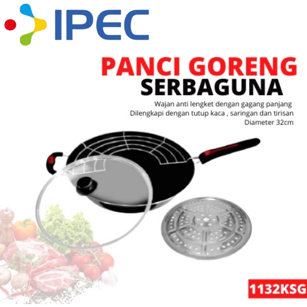 Panci Wajan set  Panci penggorengan serbaguna + tutup panci dan steamer 1132ksg