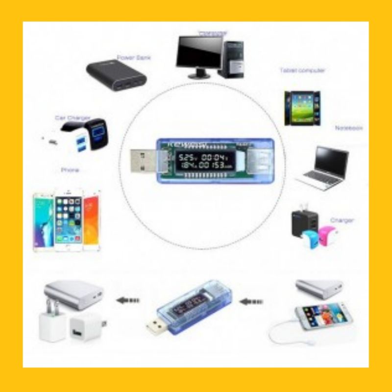Keweisi USB Detektor Pengukur Tegangan Voltase dan Baterai Tester - Blue