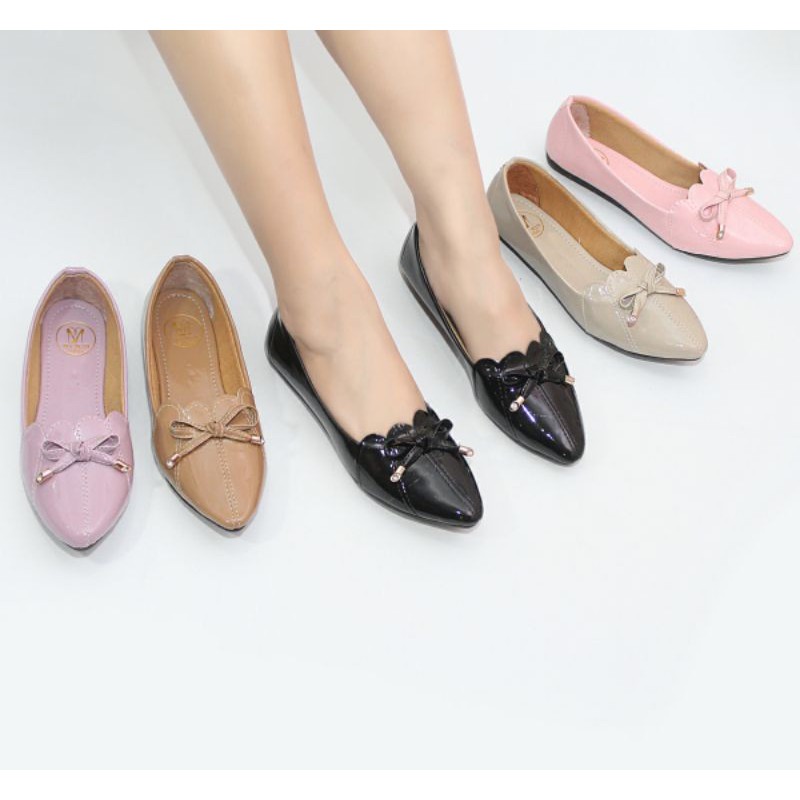 Mym2m Dinalista Sepatu Flat Wanita Balet Flatshoes Sol karet