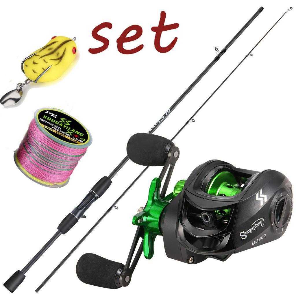 Joran dan Reel 1.8M 2 Bagian Casting Fishing Rod dan 7.2:1 Rasio Gear Rem Magnetik Baitcasting Reel Memancing Baris Lure Combo Set