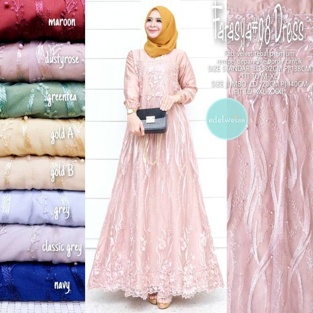 Dress Muslim Jumbo xxxl Farasya Dress #98 Gamis Kondangan BigSize Ld 130cm Gamis Brukat Jumbo Gamis Lebaran Terbaru Dress Muslimah Gaun Pesta Gamis Seragam Pernikahan Outfit Bridesmaid Gamis Broklat Terbaru Outfit Kondangan Terbaru Gamis Warna Putih