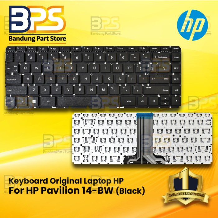 Jual Keyboard Laptop HP Pavilion 14BW Warna Hitam Black ( No Backlight