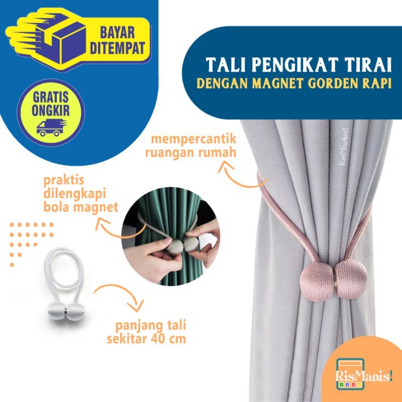 MAGNETIC CURTAIN TIEBACKS - Tali Pengikat Tirai Jendela Tasel Ikat Cantik Magnet Pita Hiasan Gorden