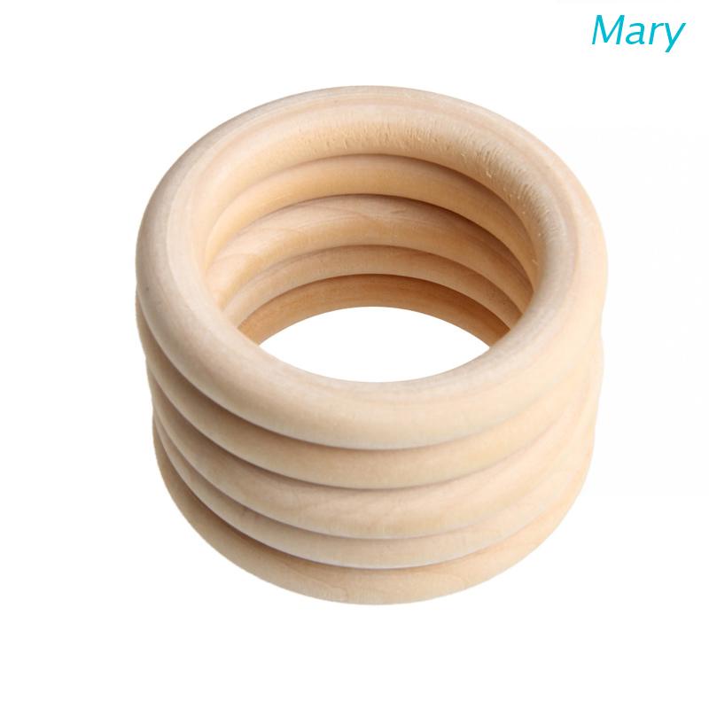 Mary 5pcs / Set Mainan Teether Bayi Bentuk Cincin Bahan Kayu 70mm Untuk DIY Craft