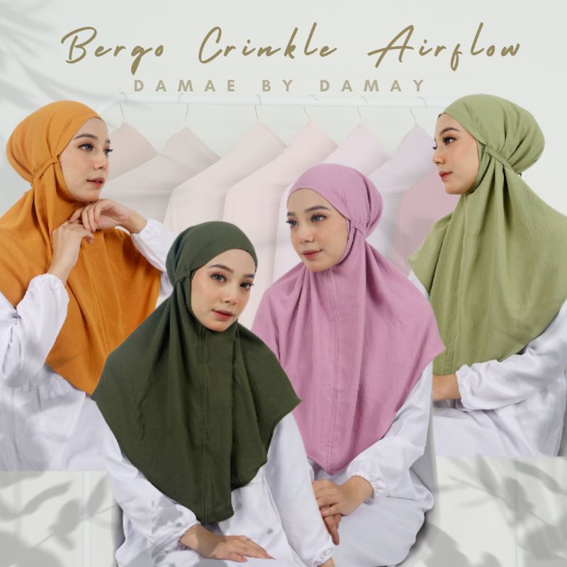hijab bergo crinkle airflow/bergo viral/kerudung instan bahan crinkle airflow premium/hijab instan c