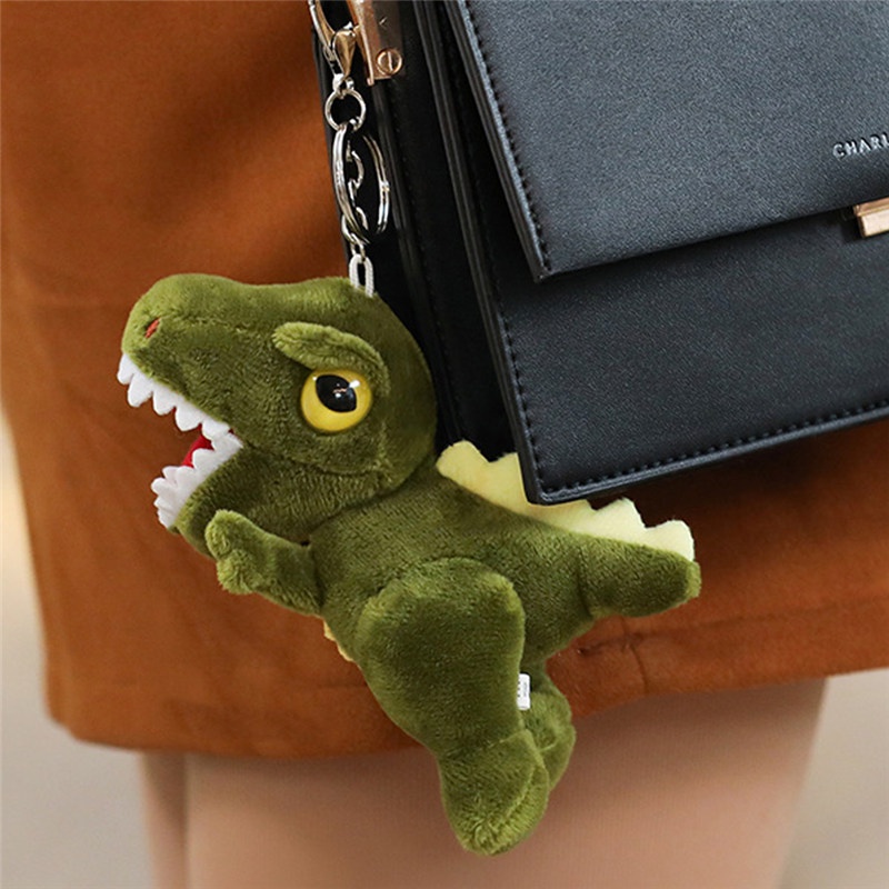 TK 14cm Mini Dinosaur Plush Toys Key Chain Bag Pendant Cute Tyrannosaurus Doll