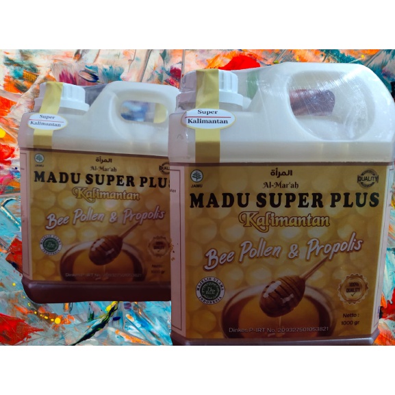 

PAKET 2 BOTOL Madu Super Kalimantan plus Bee Pollen dan Propolis Al-muru'ah 100% ASLI