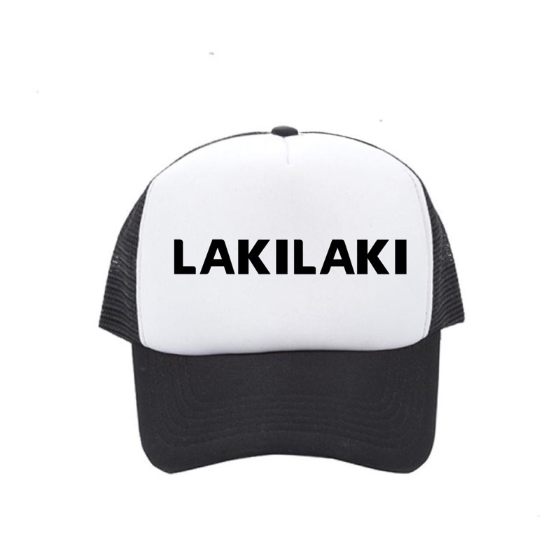 COD Topi Trucker Custom LAKILAKI Hitam Putih