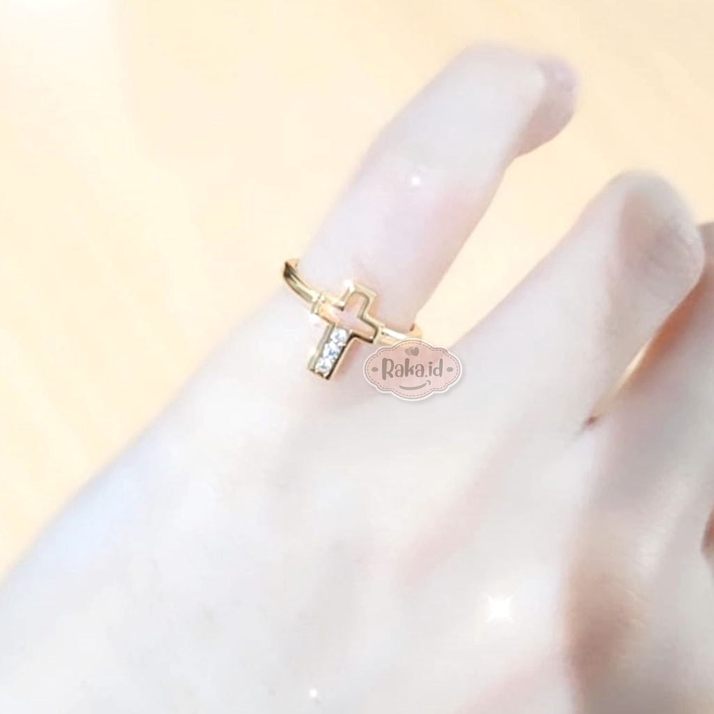 Cincin Anak Motif Salib Cross Mas Gold Perhiasan Anak 915