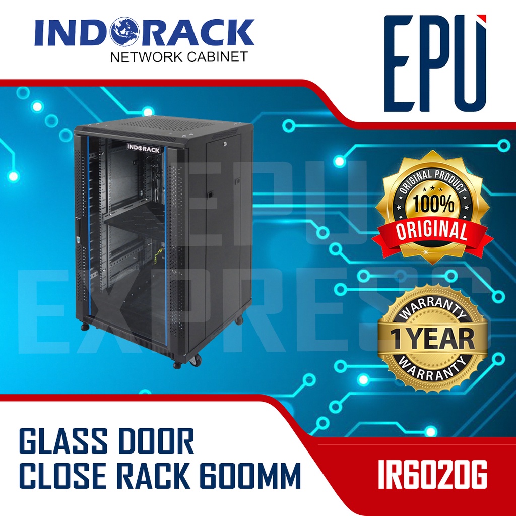 INDORACK 20U Depth 600mm IR6020G Close Rack Glass Door Server Rack 19&quot;