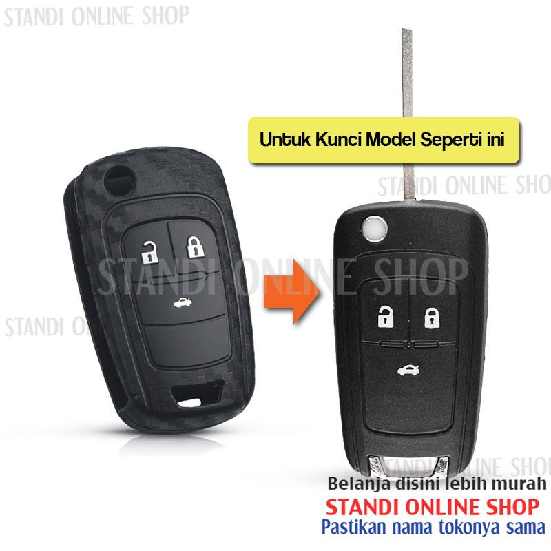 Kondom Kunci Silikon Carbon Sillicone Remote Flipkey Chevrolet Cruze 3 Tombol