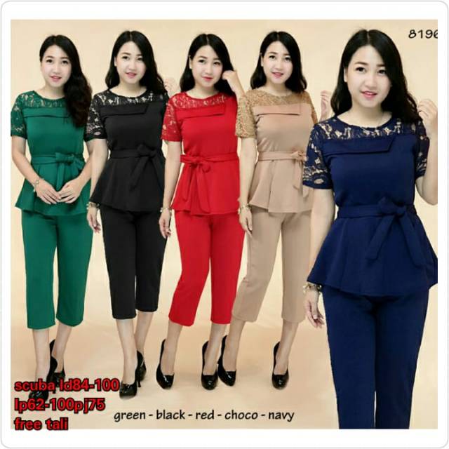 Set wanita_stelan scuba brukat premium8196