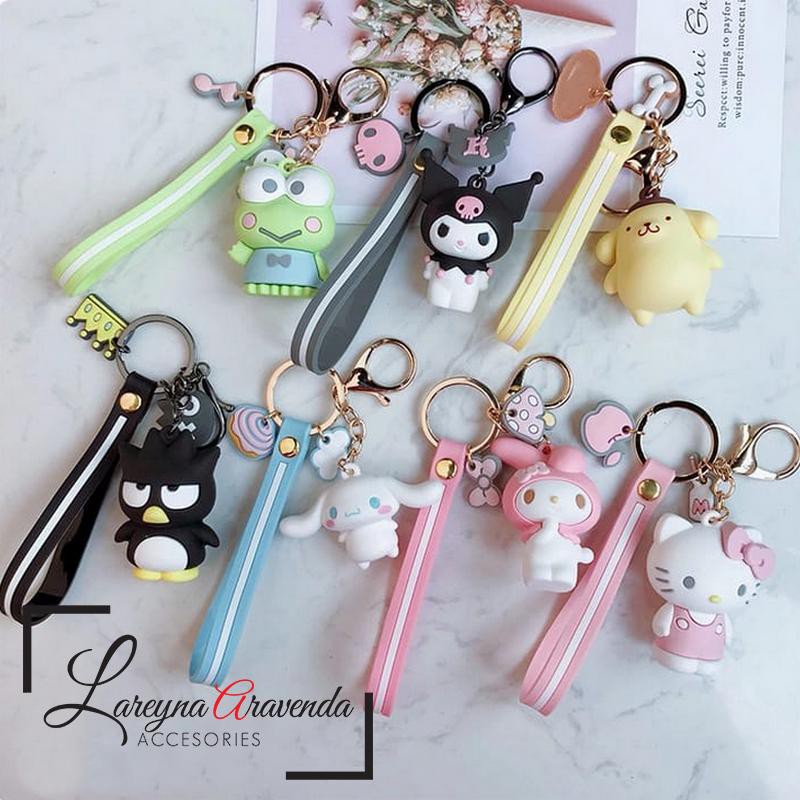 Gantungan Kunci / Cute Keychain SANRIO Keroppi Kuromi Purin Badtemaru Cinnamaroll Melody Hello Kitty