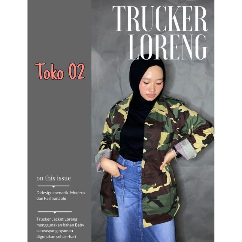 JACKET ARMY LORENG OVERSIZE - JAKET TRUCKER WANITA LORENG
