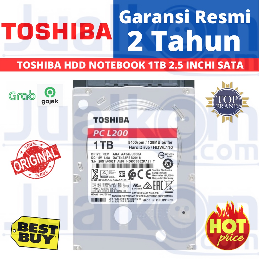 Toshiba HDD Harddisk Notebook 1TB SATA Resmi