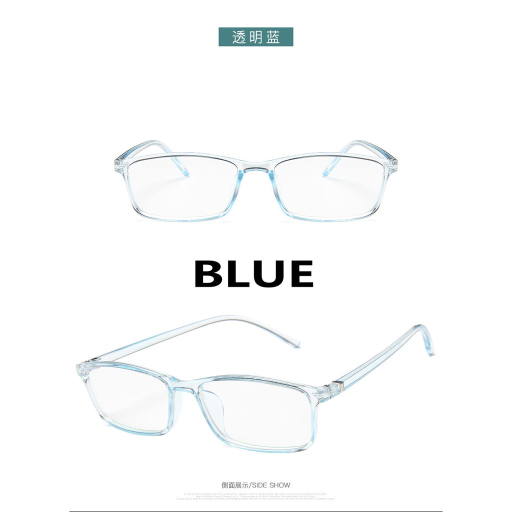 【Bayar di tempat】COD (San9)Komputer Kecil Anti-radiasi Kacamata Anti-biru Bingkai Kacamata Pria/Wanita-7 BLUE