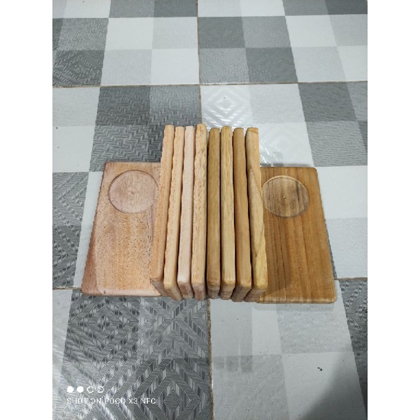 Tatakan gelas / Alas gelas Kayu / Tatakan kayu JATI MAHONI PINGUL Coak 8cm