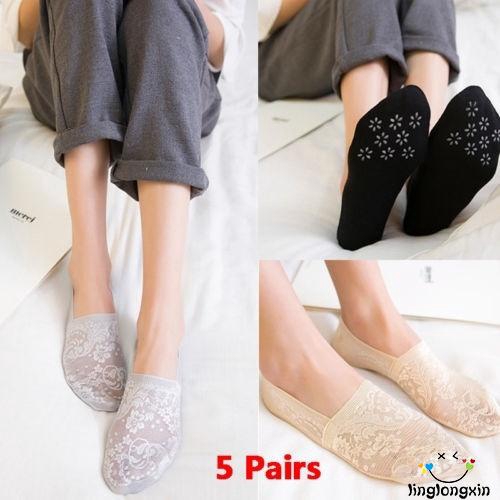 5 Pairs Low Cut No Show Socks for Women Non Slip Cotton Invisible Casual Socks for Sneaker Loafers Trainer