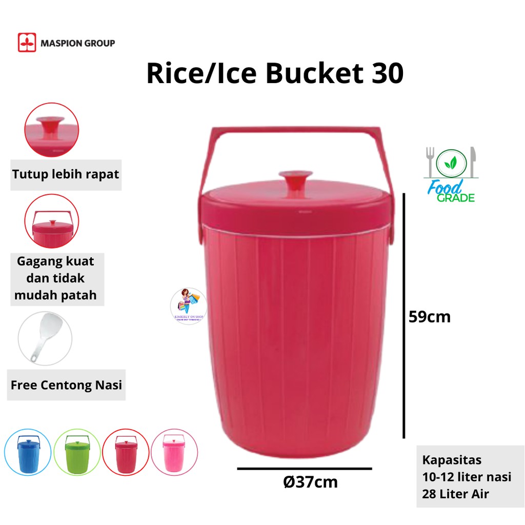 Rice Ice Bucket termos nasi  es maspion 30 liter