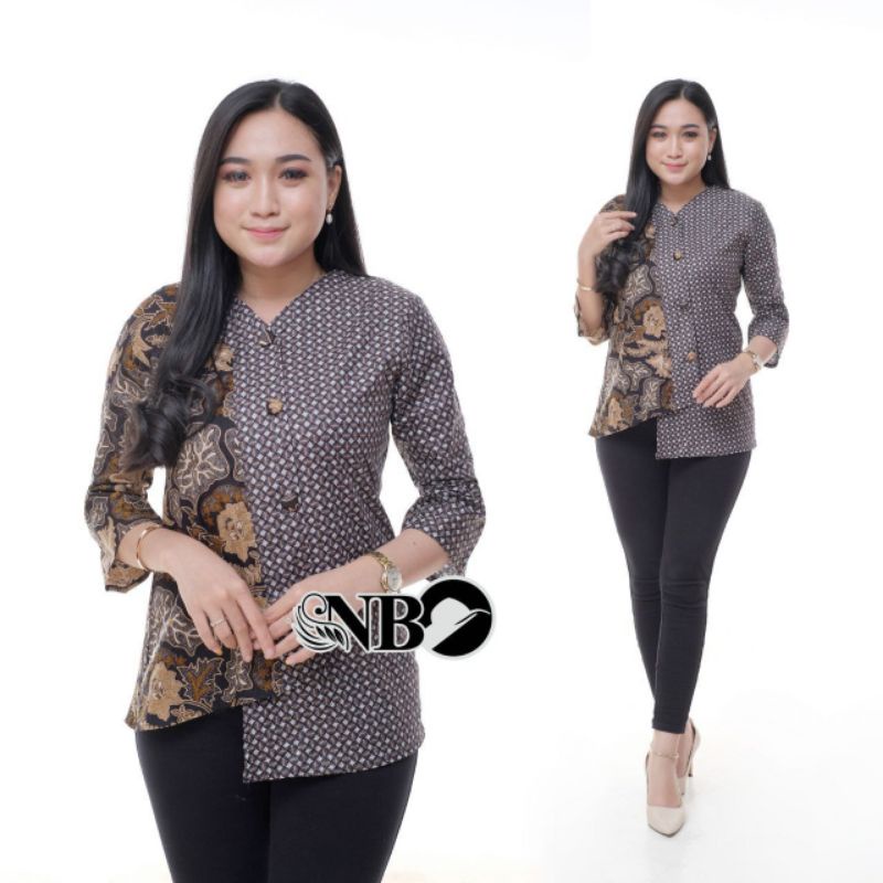 ATASAN / BLOUSE BATIK WANITA TALI PINGGANG KANAN KIRI M L XL XXL