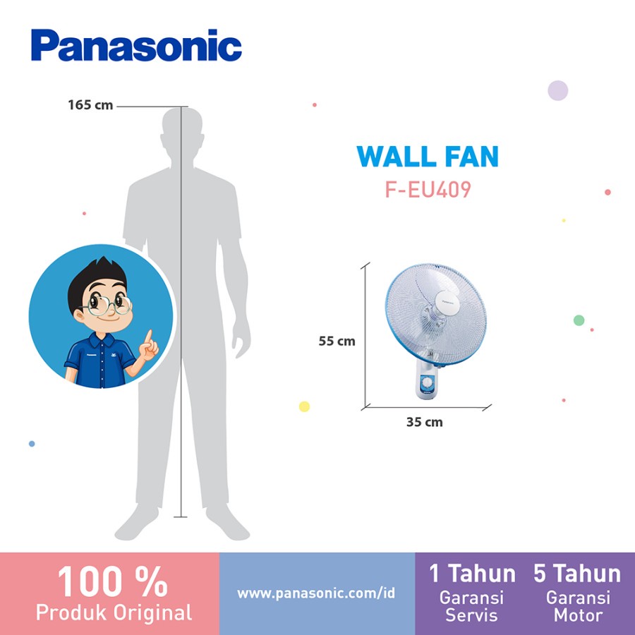 Panasonic Wall Fan F-EU409 / FEU409 Kipas Angin Dinding (Diameter 40 Cm)