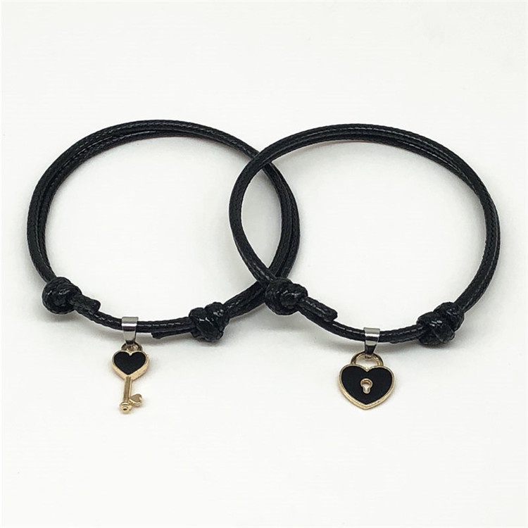 INS Gaya Gelang Pasangan Kunci Gelang Bentuk Kunci Cinta gelang hitam couple-5