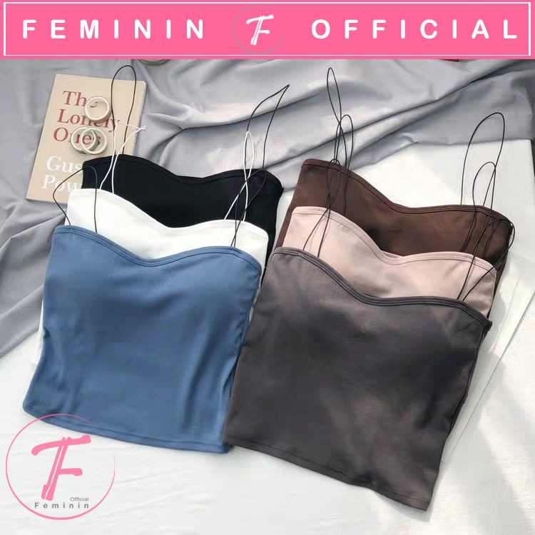 Feminin Tanktop Bra dengan Cup BH Singlet Atasan Wanita