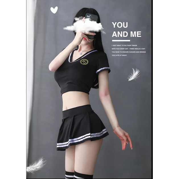 (COD) Sexy Lingerie Wanita Set Sepak bola Seragam Cosplay dan kaos kaki A396