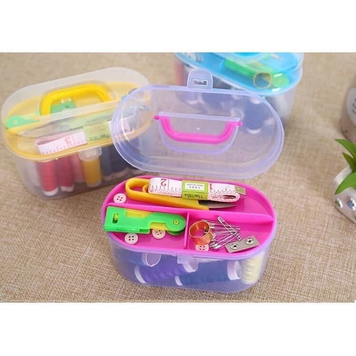 Sewing Kit Box Set Alat Jahit 21 in 1 LENGKAP BOX BESAR 12 Benang