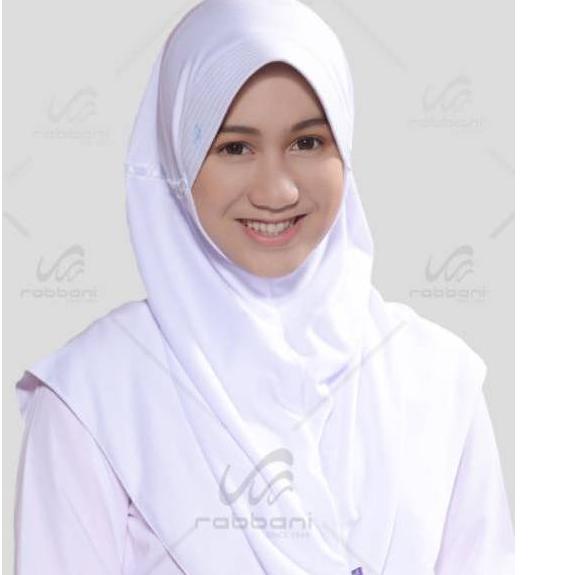 zd ✹ Jilbab Hijab Serut Pita Sekolah RABBANI KW Bahan Kaos SD SMP SMA Putih Coklat Pramuka Abu SMA M