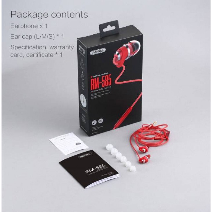 REMAX RM-585 - Handsfree Metal Touch In-ear Earphone
