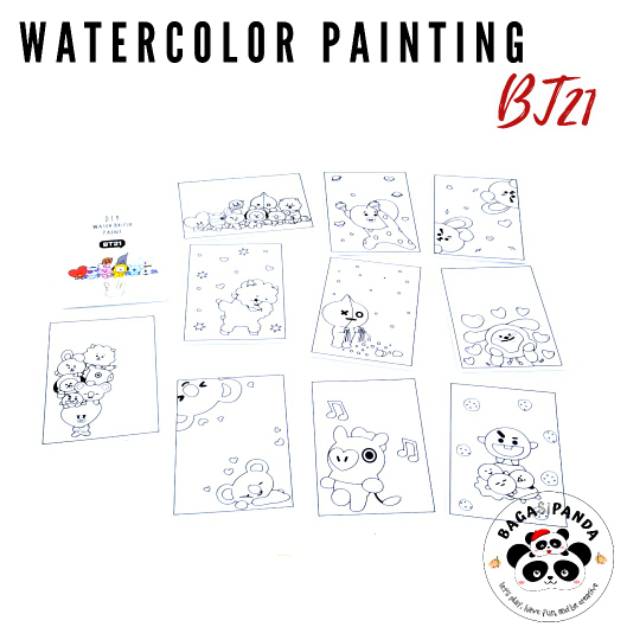 Bt21 Watercolor Set Kartu Mewarnai Bt21 Shopee Indonesia