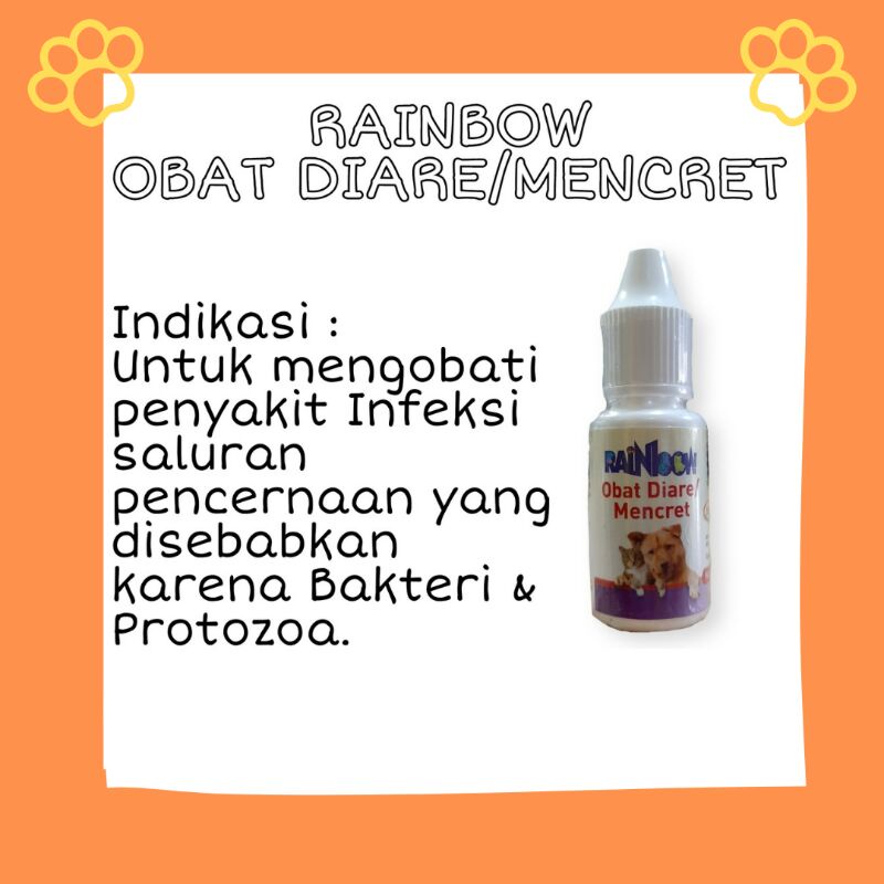 OBAT HEWAN RAINBOW ANTI DIARE/MENCRET OBAT ANJING KUCING KELINCI UNGGAS