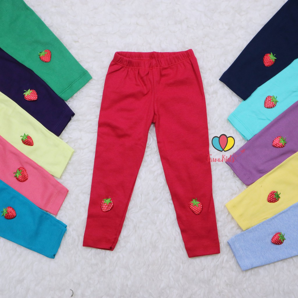 Legging Strawberry uk 1 4 Tahun Legging Bahan Kaos Anak 