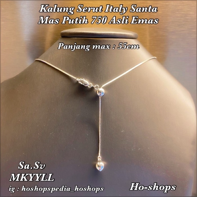 kalung serut italy santa mas putih kadar 750 asli emas