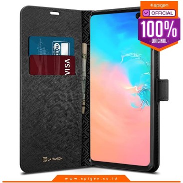 Case Galaxy S10 Plus / S10e / S10 Spigen Leather Flip La Manon Wallet