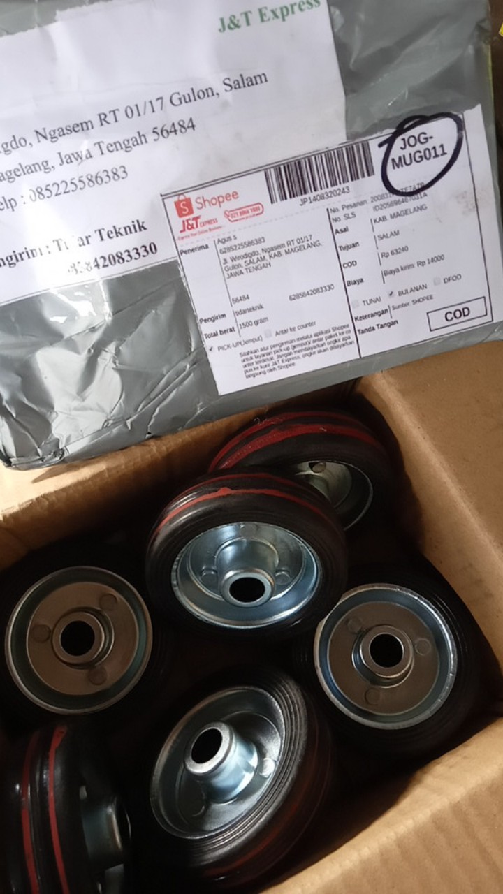 Roda Troli 3 Wheel Only Roda Karet Etalase Gerobak Trolley