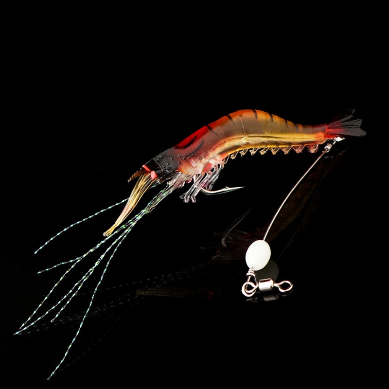 Shengyao 1Pcs Luminous Shrimp Bercahaya Udang Umpan Pancing 9cm/7g Fishing Lure Ikan Bass Wobbler Silikon Lembut Buatan Umpan Memancing Swimbait Tackle-3#