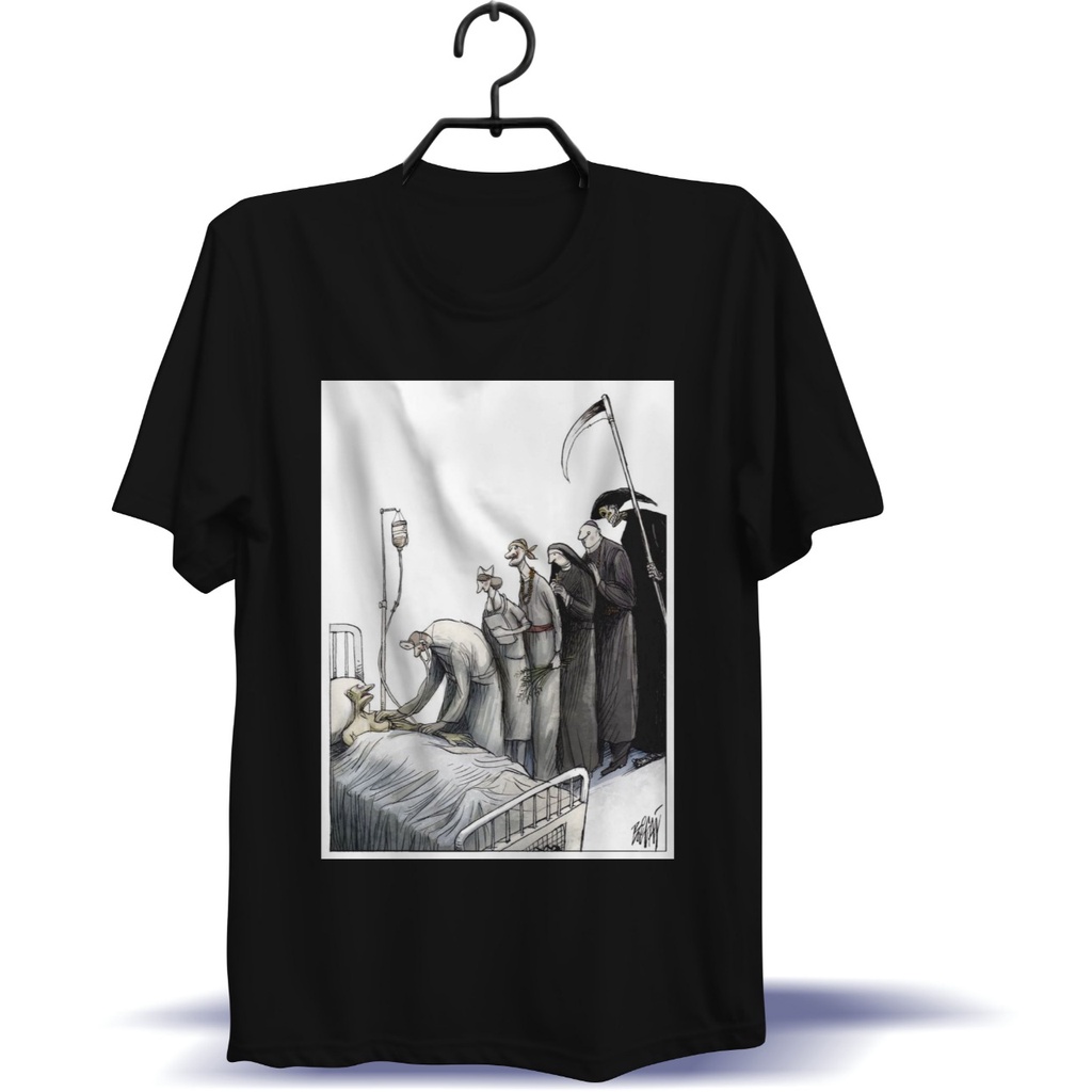 ctrl.id - BAJU KAOS PRIA DTF DTG COMBED 30S SKETSA PASIEN DAN MALAIKAT MAUT BEST SELLER