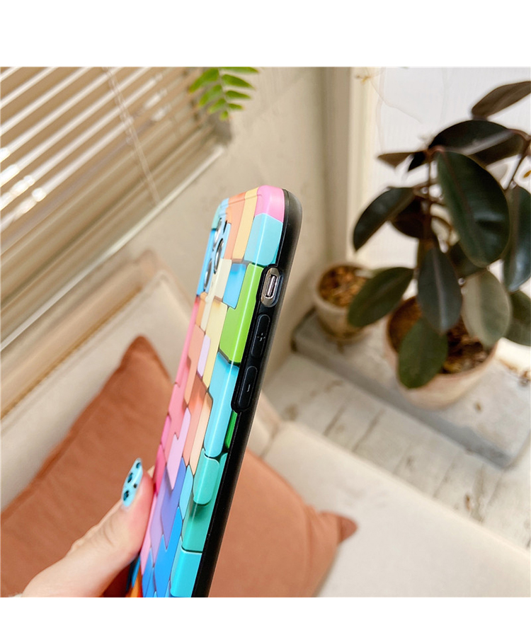Fashion Rainbow Cube Soft Phone Case For iphone 12 Mini 11 ProMax X XS XR SE2020 8 7 Plus Colorful Silicone TPU Protection Cover