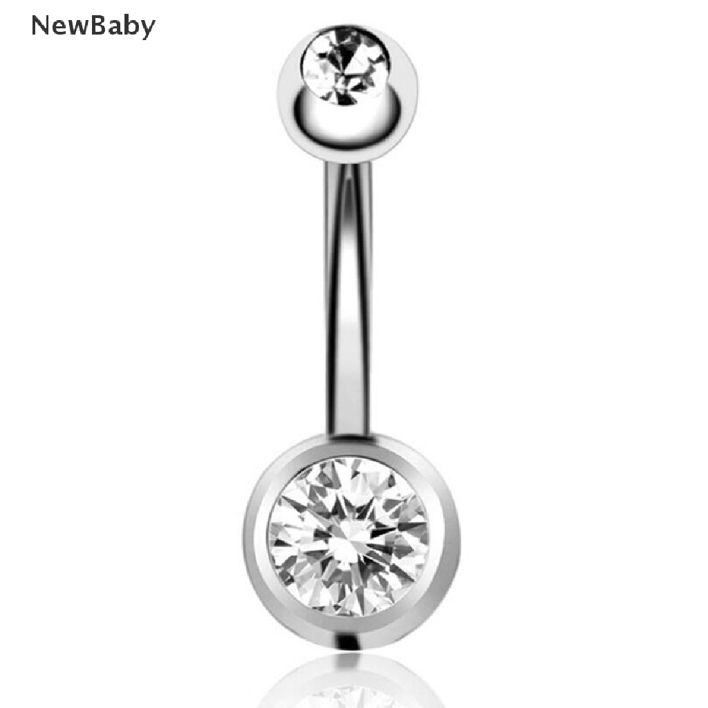 4pcs Cincin Tindik Perut 14G Hias Dua Bola Kristal Mutiara Untuk Perhiasan