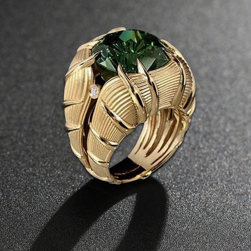 Cincin Jari Warna Emas Gaya Punk Hip-Hop Untuk Wanita