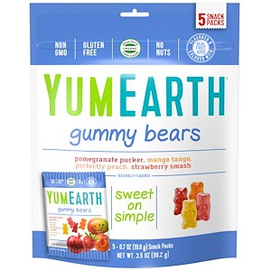 

YumEarth Gummy Bears Assorted Flavors 10 Snack Packs 20gr