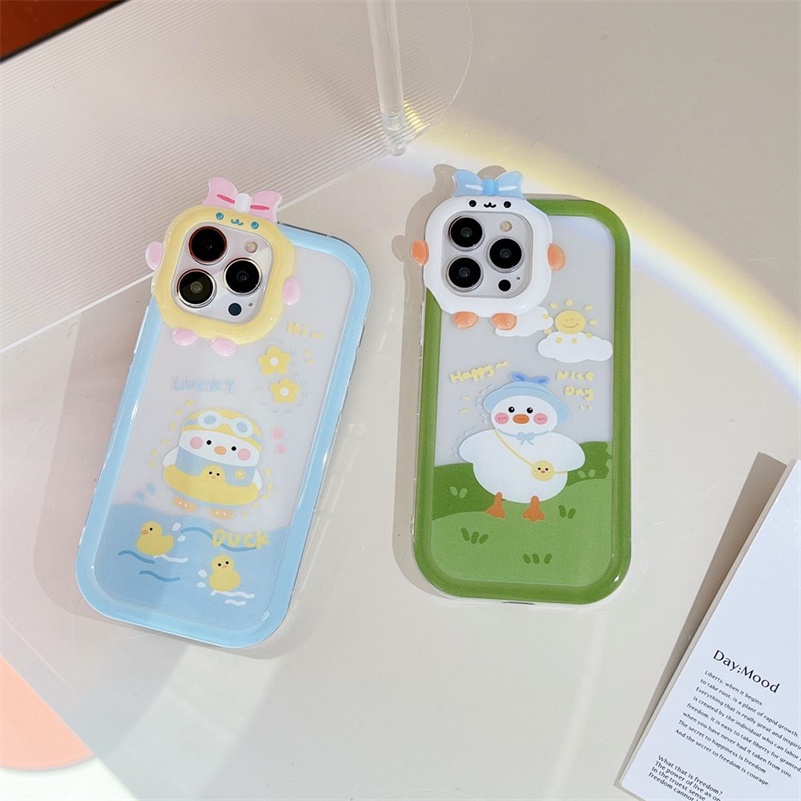 Soft Case Silikon Motif Kartun Bebek Monster Untuk iPhone 14 13 12 11 Pro Max X Xr Xs Max 7 8 6 6s Plus SE 2020