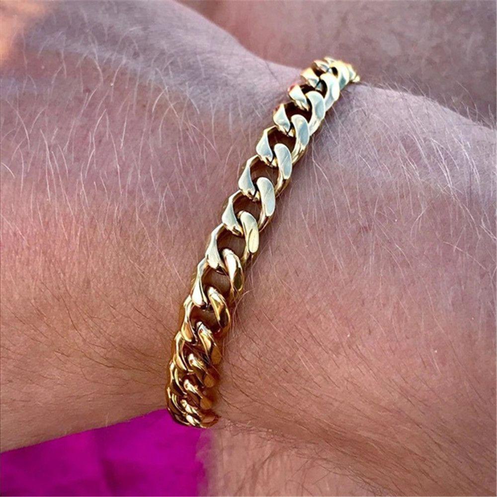 Wonder Gelang Pria Wanita Anti Karat Fashion Pria Rantai Lebar