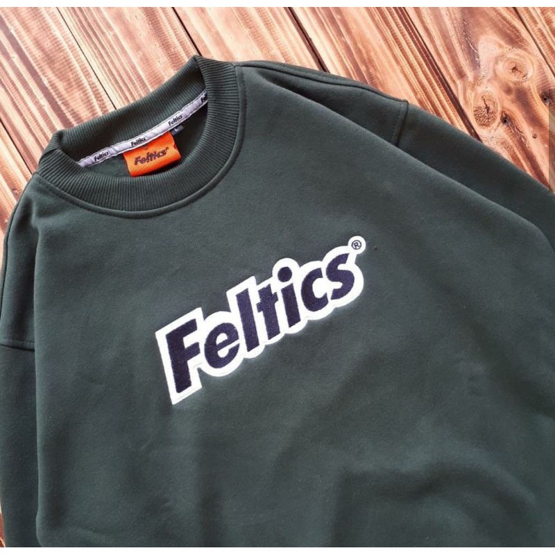 SWEATER CREWNECK BASIC PERIA CREWNECK WANITA SWEATER CREWNECK FELTICS VARIAN HIJAU BOTOL BISA COD