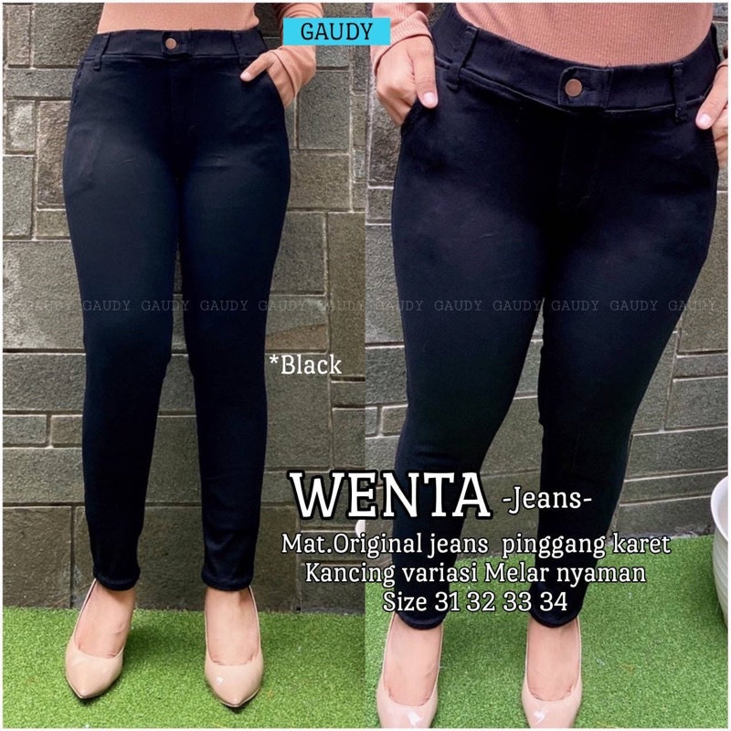 WENTA JEANS PANT (black) / Celana Jeans Wanita by Gaudy /Fashion wanita /baju lebaran 2022