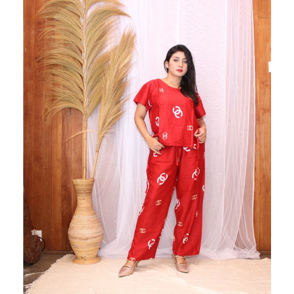 Set Rayon Jumbo XXL DnC / Pajamas Rayon Set Jumbo Lengan Pendek / Piyama Rayon Jumbo Wanita Pendek