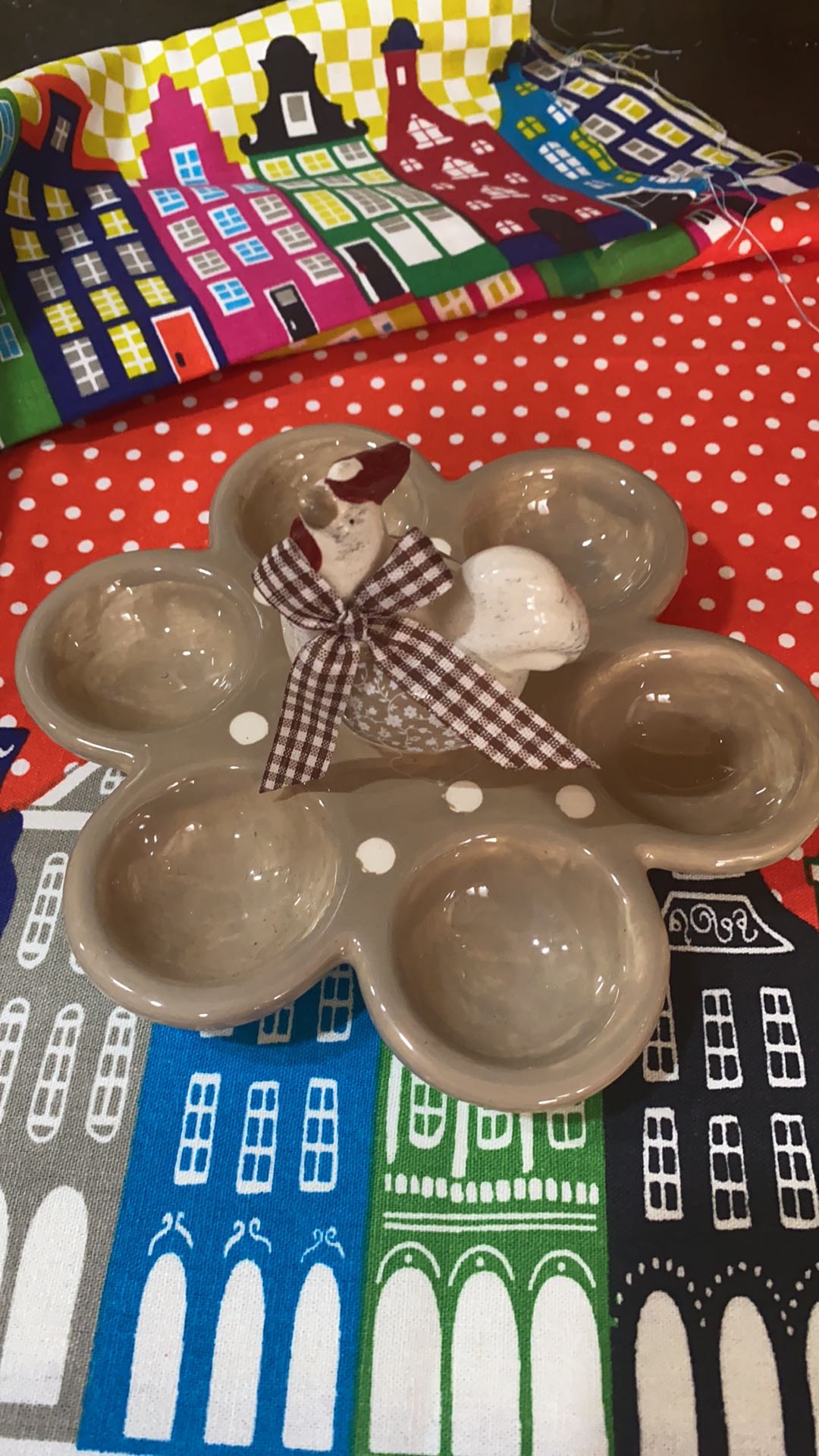 Tempat Telur Dan Saus Motif Ayam Coklat/mangkok Saus Keramik