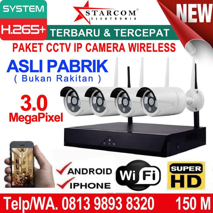 Terlaris CCTV 4 IP CAMERA PAKET ~ 3 Megapixel AHD WIRELESS IP KAMERA SUPER-HD 1
